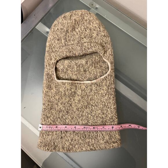 Wool knit balaclava adult thick vintage warm winter hat face covering brown tan main image 4